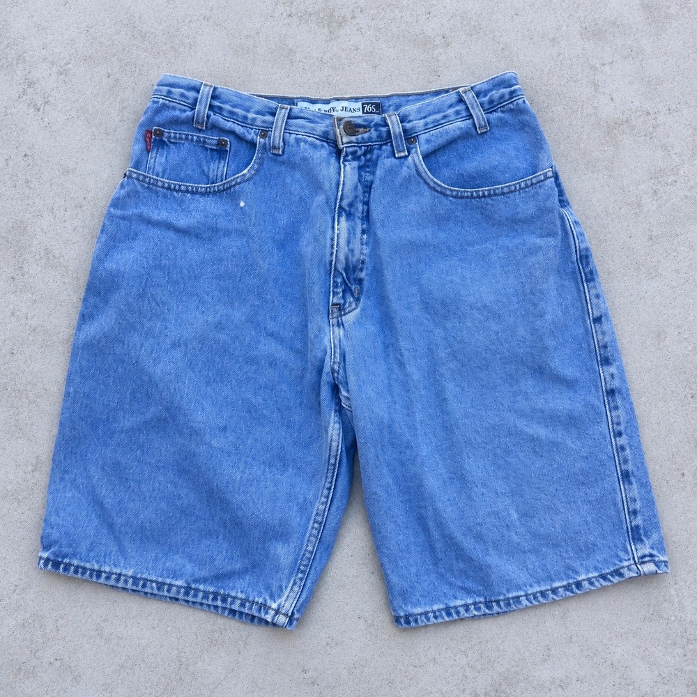 Vintage Bugle Boy Baggy Jorts 32 Blue Denim Skater Shorts 90s